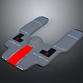 Futuristic Gray Spacecraft With Red Stripe And Sleek Wings For Cosmic Exploration