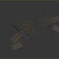 Military Machine Guns With Ammunition Boxes And Scattered Bullets On 3d model
