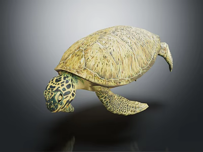 Realistic Sea Turtle Sculpture With Detailed Shell Patterns And Natural Coloration 3d model
