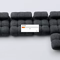 Black Tufted Modular Sectional Sofa With Versatile Cushion Modules For Living Space 3d model
