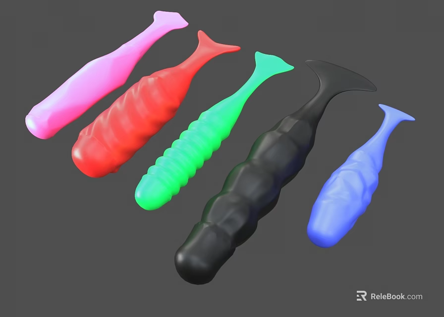 Colorful Fish Shaped Silicone Lures For Fishing Tackle And Bait 3d model 
