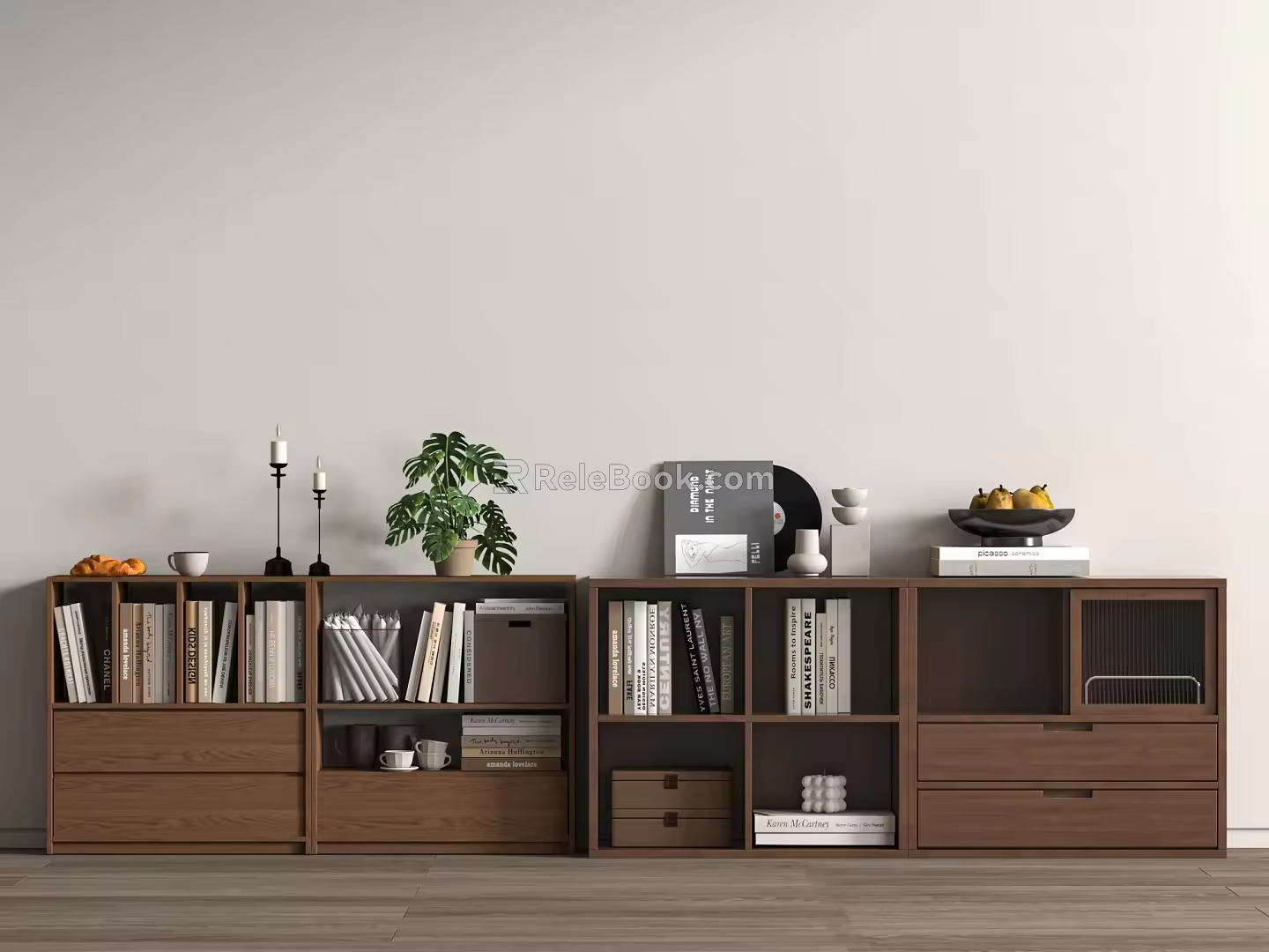 Middle Ancient Bookcase Combination Decorative Cabinet 3d model