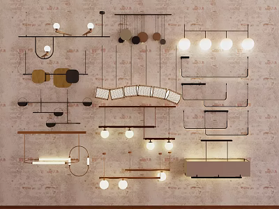 Modern chandelier combination bar chandelier restaurant chandelier 3d model