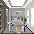 Dental Clinic Treatment Room With Dental Chair Medical Equipment White Cabinets And Green Plants
