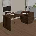 Ancient Books and Chairs Solid Wood Computer Tables and Chairs Office Tables and Chairs Decorative Side Cabinet Computer Decoration Combination Study 3d model