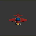 Red Toy Airplane With Blue Cockpit Yellow Propeller Black Tail And Wheels