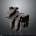 Abstract Concrete Creature Character With Rounded Features Crouching In Rough Spotted Texture 3d model