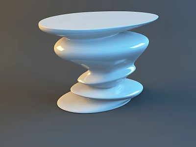 Modern White Side Table with Spiral Design and Sleek Curved Structure 3d model