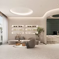 Modern Beauty Salon Interior With Reception Desk Green Plants Sofa Seating And Soft Lighting