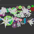 Decorative Ornament Arrangement with Green Plants Vases Books and Decorative Items