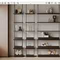 Elegant Modern Storage Shelving Unit With Multiple Layers For Displaying Books And Decorative Items 3d model