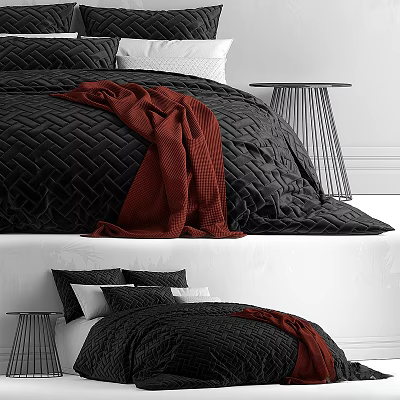 Modern double bed bedding bed 3d model