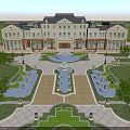Grand European Architecture With Classical Design Fountain Garden And Symmetrical Layout