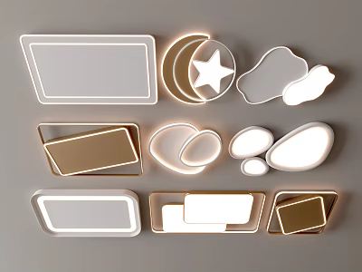 Modern Ceiling Lights With Geometric And Organic Shapes And Warm Glow 3d model