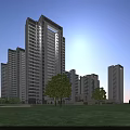 Modern High Rise Residential Complex With Glass Curtain Walls Street Trees And Cars