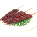Juicy Grilled Lamb Skewers Served On White Plate With Fresh Herbs