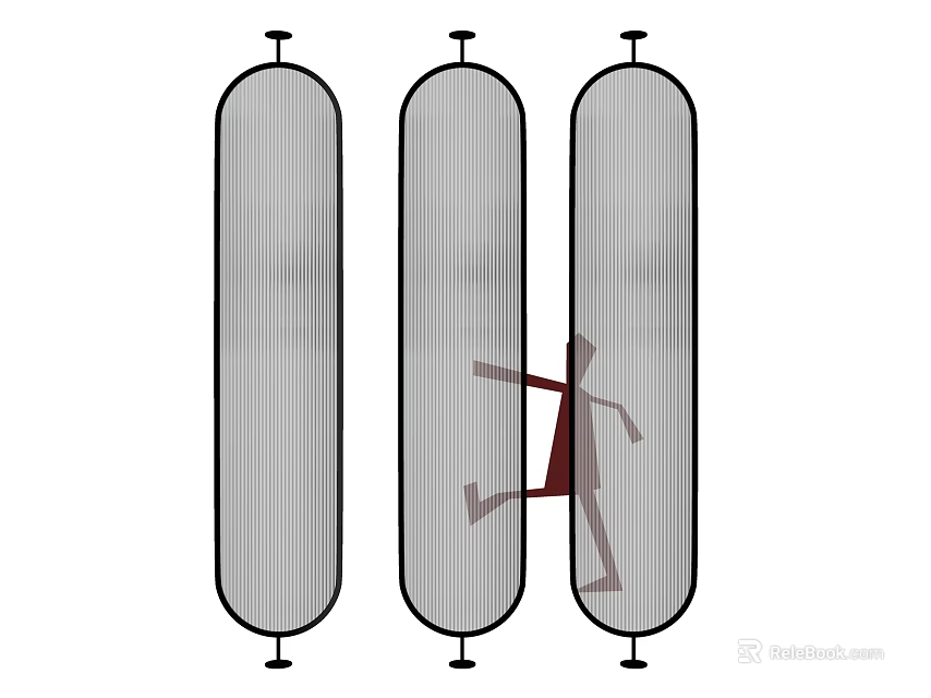 Modern Vertical Partition Screens With Striped Design And Black Frame For Space Separation 3d model