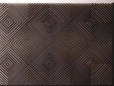 Dark Brown Textured Wall with Geometric Diamond Patterns and Interlaced Lines Design 3d model