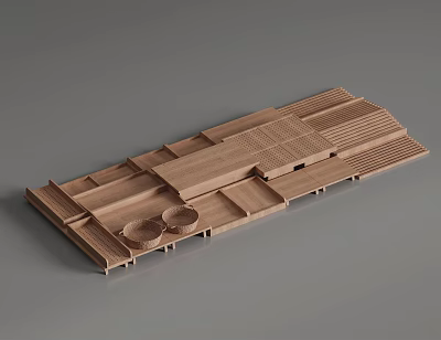 Wooden Display Shelves With Multi Level Layers And Open Compartments For Merchandise Showcase 3d model