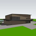 Modern Tourist Center With Sloped Roof Glass Curtain Walls And Wooden Railings Platforms