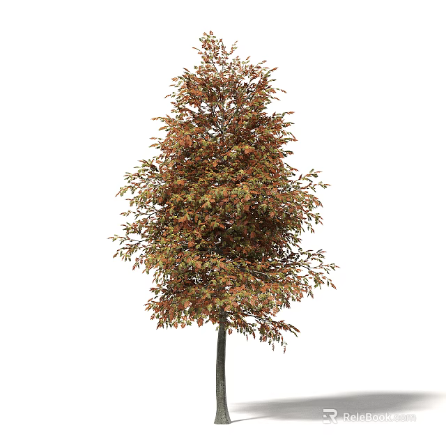 Lush Arbor With Colorful Red And Green Foliage And Dark Trunk 3d model 
