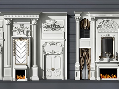 Jane European fireplace background wall model