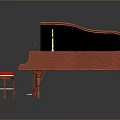 Elegant Red Piano And Matching Red Stool For Home Living Decor Supplies