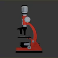 Red Metallic Microscope Industrial Equipment With Precision Lenses And Stable Base