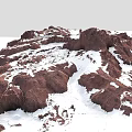 Scenic Red Rock Mountain Range with Snow Covered Slopes and Rocky Terrain 3d model