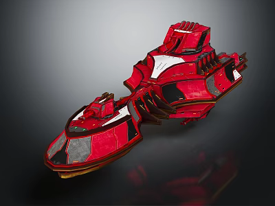 Red Cosmic Spaceship With Futuristic Design For Aerospace Exploration Missions 3d model
