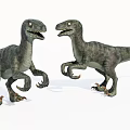Realistic Reptile Dinosaur Models With Green Spotted Skin Standing Facing Each Other