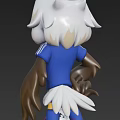Cartoon Eagle Wearing Blue Sports Uniform With White Stripes TEAM on Chest and Brown Wings