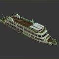 Modern White Green Yacht With Wooden Deck Multi Layer Structure And Side Windows 3d model