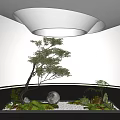 Indoor Landscape Landscaping Green Plant Landscape Courtyard Sketch Plant Combination Red Maple Acer claw Plant Pile Dry Landscape 3d model