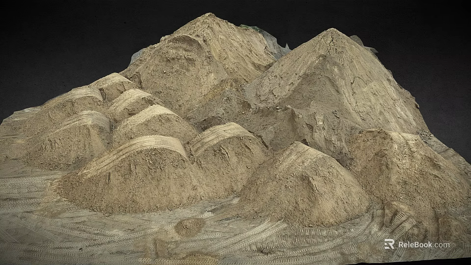 Numerous Soil Mounds Showing Layered Texture And Natural Surface Tracks On Terrain 3d model 