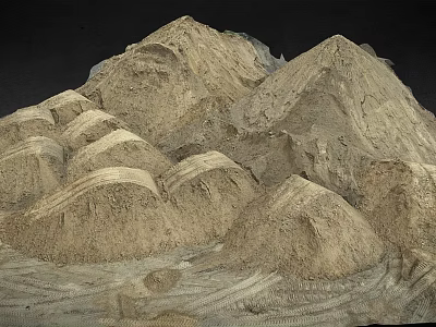 Numerous Soil Mounds Showing Layered Texture And Natural Surface Tracks On Terrain 3d model