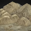 Numerous Soil Mounds Showing Layered Texture And Natural Surface Tracks On Terrain