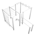 Outdoor Multifunctional Sports Equipment With Red Frame Black Bars Pull Up Bars And Parallel Bars