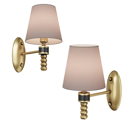 Classic Brass Wall Lamps With Fabric Shades And Elegant Wall Mounted Design 3d model