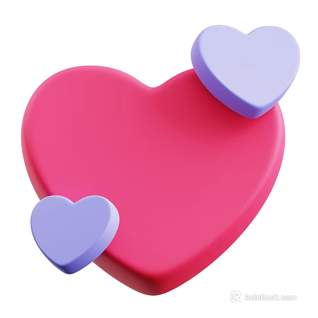Pink And Purple Heart Shaped Decorative Ornament Set For Home Decoration 3d model 