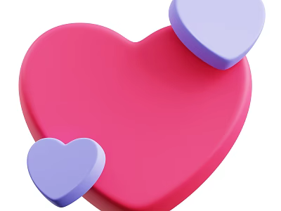 Pink And Purple Heart Shaped Decorative Ornament Set For Home Decoration 3d model