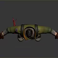 Casual Life Supplies With Green Coat Red Gloves Brown Pants Knee Pads And Backpack