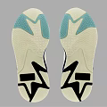 White Casual Sneakers With Light Blue Accents And Dark Contrast Side Panels