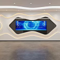 Modern Tech Interior Design With Curved Light Strip And Blue Display Screen