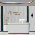 Modern Elegant Skin Care Beauty Salon Reception Area With Stylish Counter And Lighting