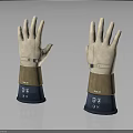 Light Colored Gloves With Brown Blue Wrist Cuffs And CE Mark 3d model