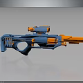 Blue And Orange Sci Fi Toy Gun With Scope And Plastic Construction Design 3d model