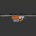 Multi Wheeled Mechanical Device With Metal Frame Orange Components And Gray Wheel Structure