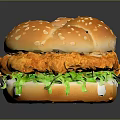 Delicious Chicken Burger with Sesame Bun Fried Chicken Patty Lettuce and Creamy Sauce