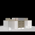 Modular Office Desk With Wooden Top Drawers And Partition Divider Design